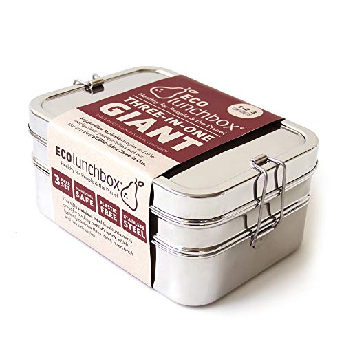 ECOlunchbox Three-in-One, 3-teilige Brotdose aus Edelstahl , Lunchbox , Bento Box