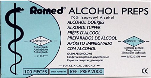 Romed Alkoholtupfer 2-lagig 65 x 30mm Tupfer Alkohol 100 Stück