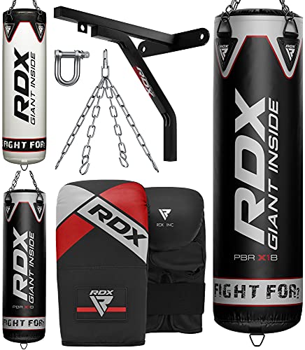 RDX Boxsack Gefüllt 7PC Set, 5ft 4ft Erwachsene Anti Schwerkraft Maya Hide Leder Punchingsäcke mit...