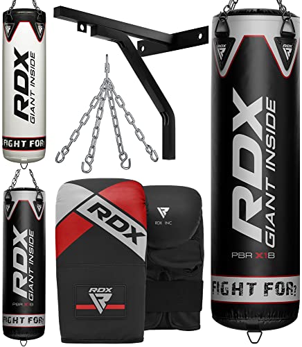 RDX Boxsack Gefüllt 7PC Set, 5ft 4ft Erwachsene Anti Schwerkraft Maya Hide Leder Punchingsäcke mit...